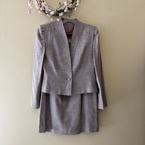 LAURICE 2 Piece Button Up V-neck Skirt Suit Women's Sz 9